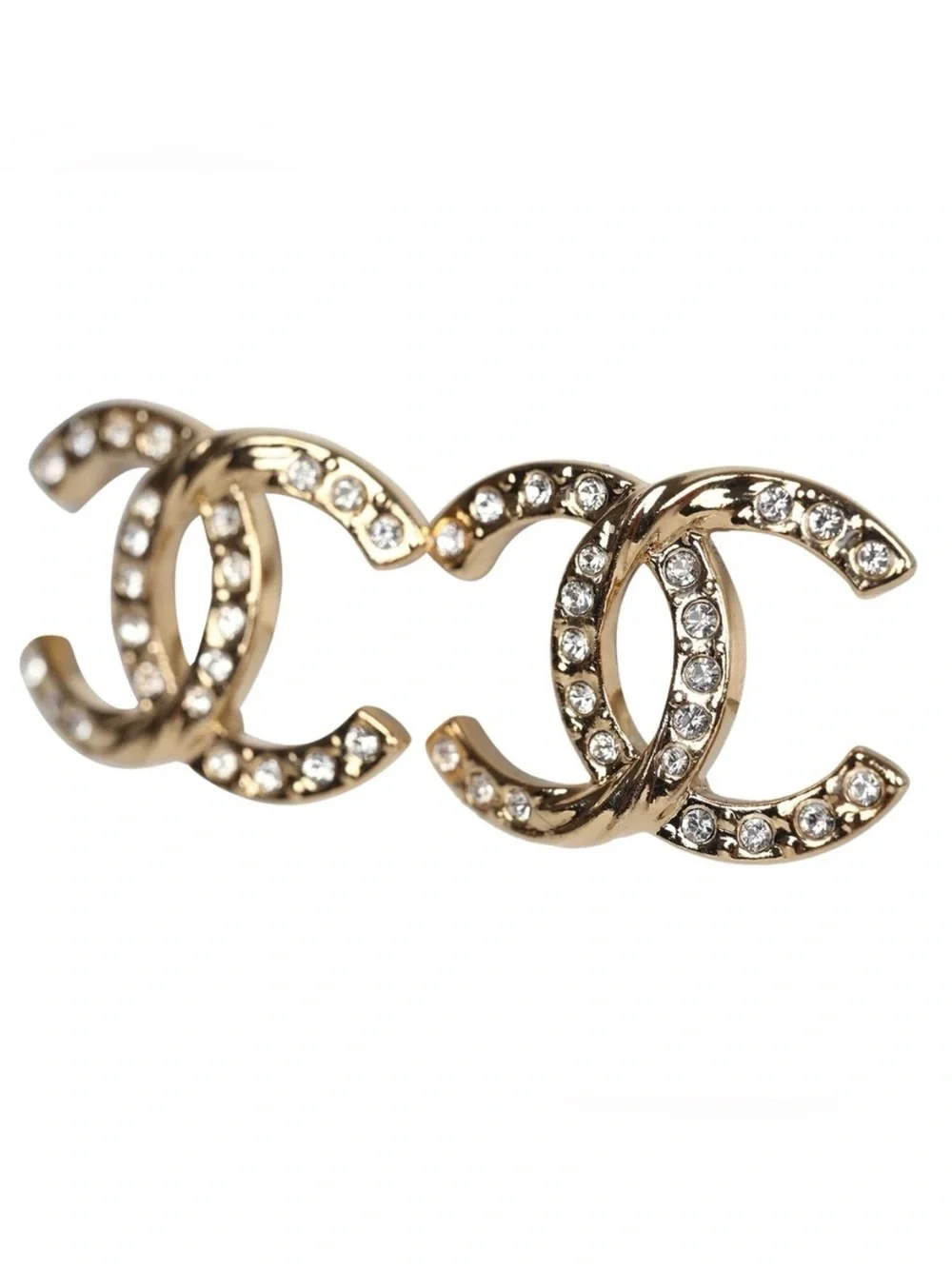 Chanel Gold Crystal Interlocking Earrings